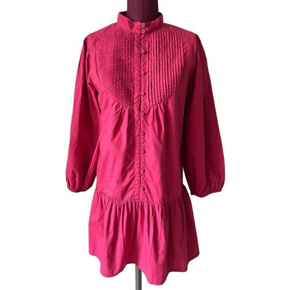 NEW ANNA CATE CAITLYN DRESS size M Bright Red Long Sleeve Poplin $278 - Picture 1 of 8